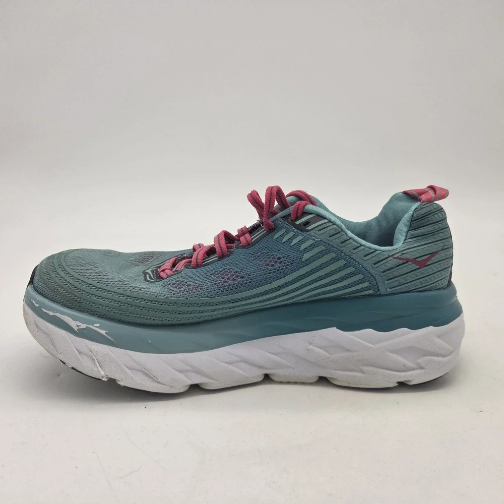 Hoka One One Bondi 6 Shoes Womens Size 6.5 Teal Green Pink Running 1019270 CGSL
